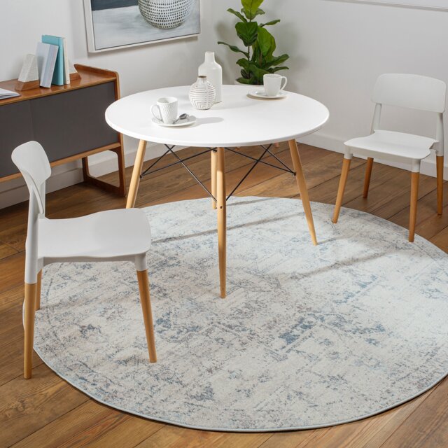LIVABLISS Ankara-Vintage Traditional Boho Round Rug Ø160 cm Grey Blue