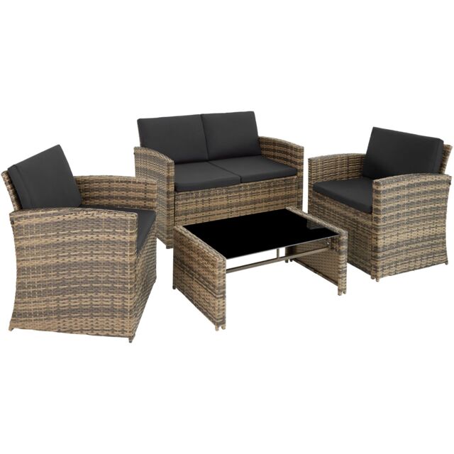 Garden Furniture Set Jesolo - 2 armchairs, 1 sofa, and coffee side table Cream nature/dark grey 122 x 70 x 76 cm 1