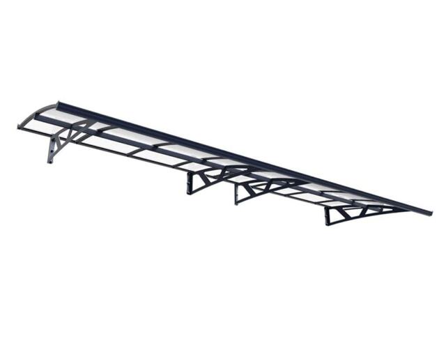 Patio Cover Amsterdam Door Awning Canopy 4460 Clear - Acrylic - L447 x W139 x H33 cm - Grey Grey