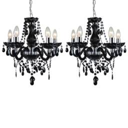 Set of 2 Black and Chrome Marie Therese Style 5 x 40W Chandelier Black Chrome 2
