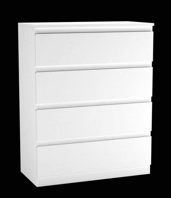 Minimalist Chest of 4 Drawers White White & White 1