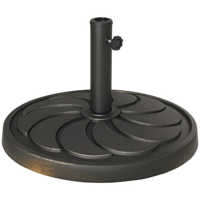 Outsunny 18kg Round Resin Garden Parasol Base for Poles of 38mm-48mm Bronze Bronze Tone