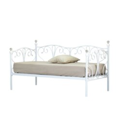 3ft White Metal Day Bed With Crystal Finials