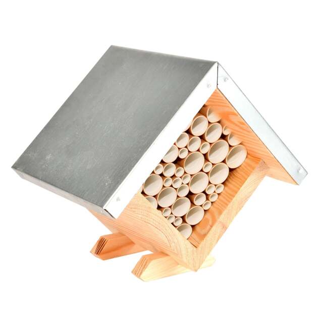 Marshalls Garden Square Bee House with Metal Roof Brown Natural wood with a metallic roof One Size