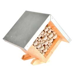 Marshalls Garden Square Bee House with Metal Roof Brown Natural wood with a metallic roof One Size