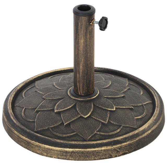 Outsunny 12kg Resin Garden Parasol Base Sun Umbrella Base, Bronze Tone Bronze Bronze Tone 1