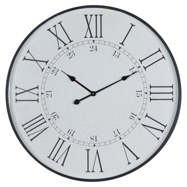 Hill Interiors Large Round Embossed Station Clock Clear Neutral One Size 1