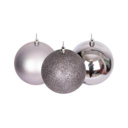 50mm/9Pcs Christmas Baubles Shatterproof Mid Grey, Christmas Tree Decorations