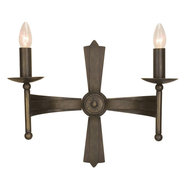 Cromwell 2 Light Indoor Candle Wall Light Old Bronze, E14