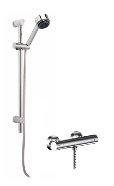 Balterley Contemporary Bar Mixer Shower Set Thermostatic - Slide Rail Kit - BIN503
