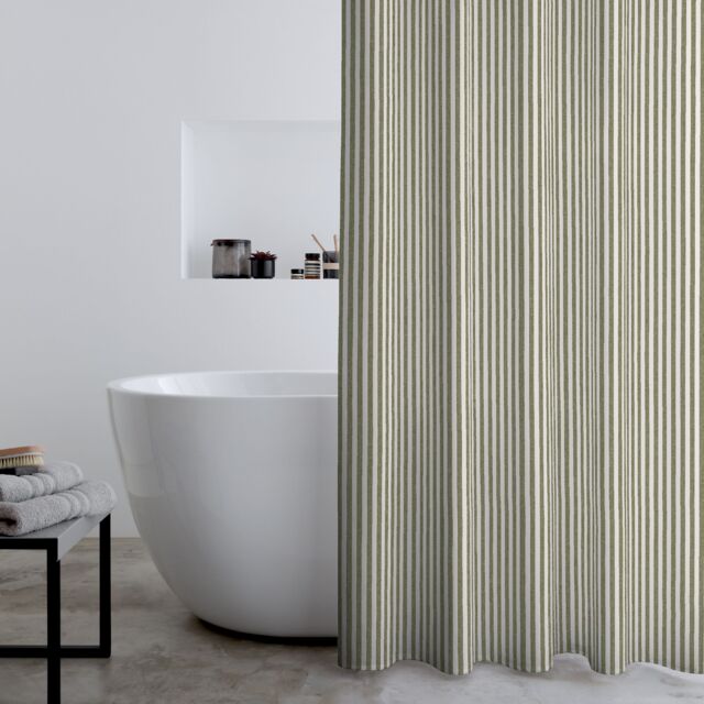 Catherine Lansfield Timeless Stripe Shower Curtain Green One Size