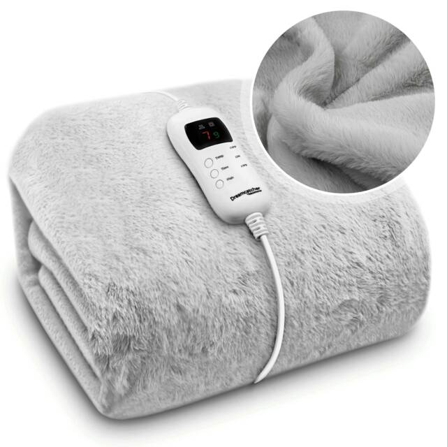 Dreamcatcher Faux Fur Electric Heated Throw Blanket 160x130cm Light Grey Grey Grey One Size 1