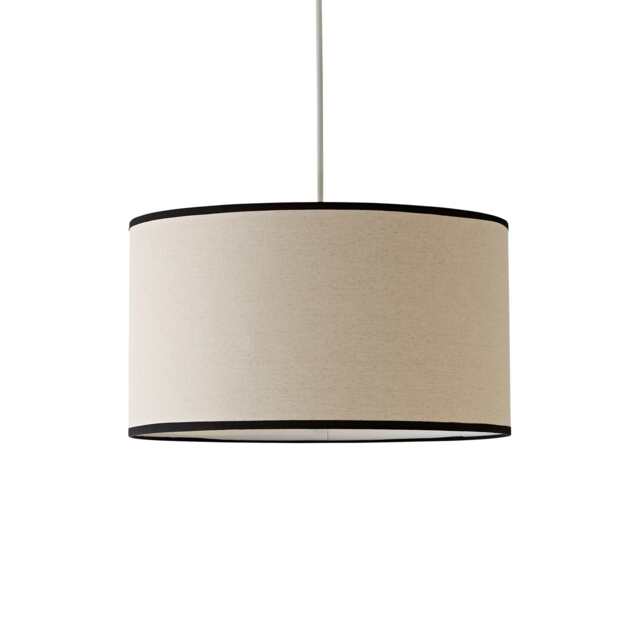 ValueLights Eva Natural Linen Black Trim Large Shade and Bulb