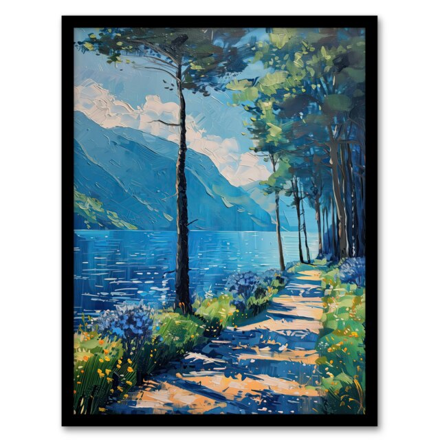 Lake District Acrylic Landscape England Black Framed Wall Art Print A4