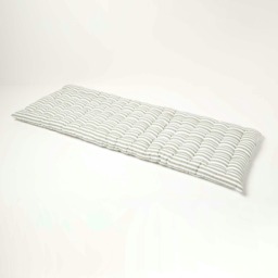 Homescapes Garden Bench Cushion Luxury 3 Seater Cotton Stripe Indoor Outdoor Seat Pad Grey 143 x 48 cm 1