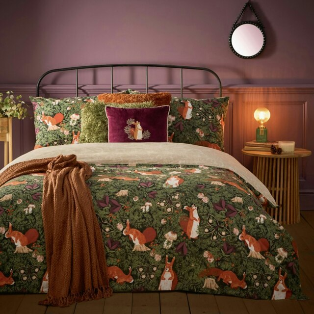 furn. Pineberry Forest Woodland Super King Duvet Cover Set