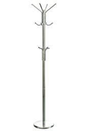 Orsina Chrome Floor Standing Coat Stand, Modern Design with 12 Hooks and Wide Round Base