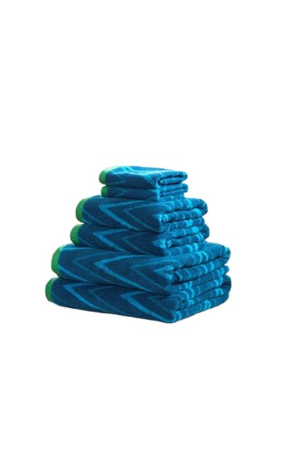 Helix 6 Piece Cotton Towel Bale Set Luxury Soft Absorbent Blue Bath towel