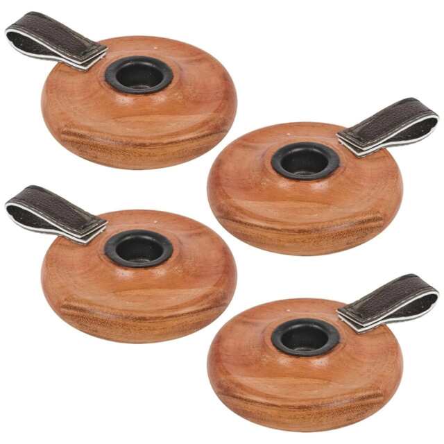 Wooden Candle Holder with Handle Rustic Natural Light Wood Candlestick Decor Brown Set of 4