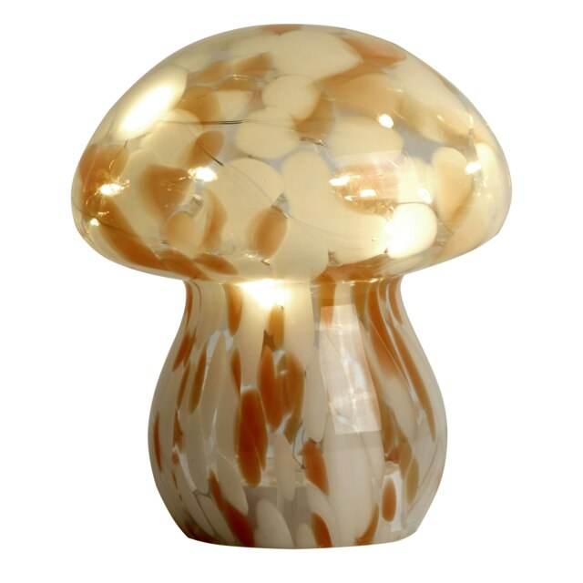 LED Glass Mushroom Lamp - Coral Orange