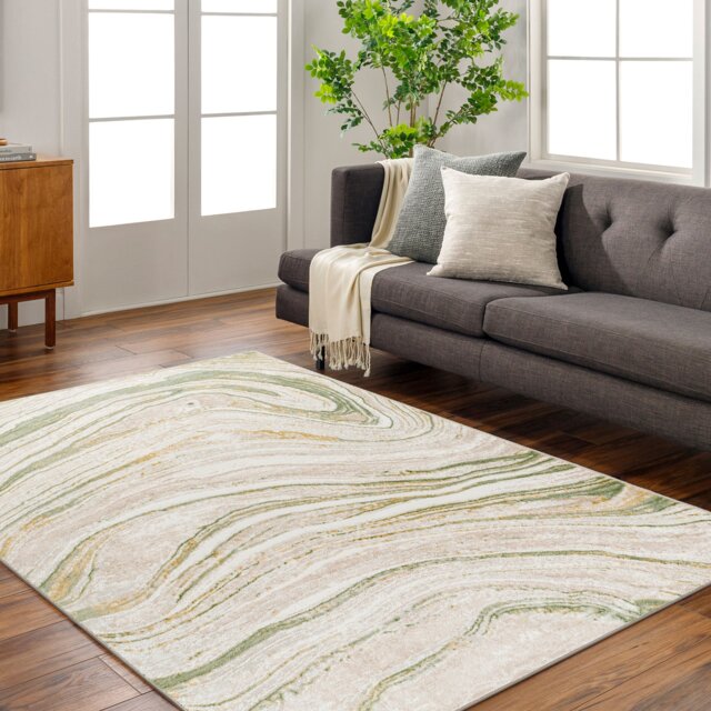 LIVABLISS San Francisco-Modern Graphic Rug 200 x 275 cm Green Grey Yellow