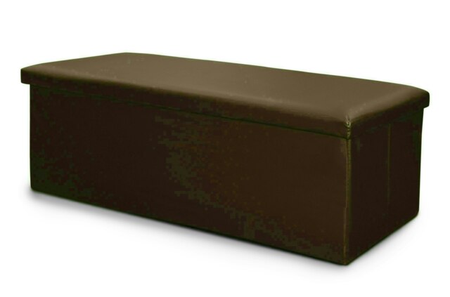 Home Republic Faux Leather Storage Ottoman - 76cm x 38cm Foldable Brown