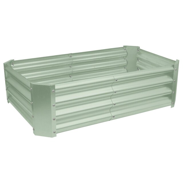 Harbour Housewares Raised Garden Bed - Green Rectangular Bottomless Metal Raised Galvanised Steel Planter Box 120 x 60cm