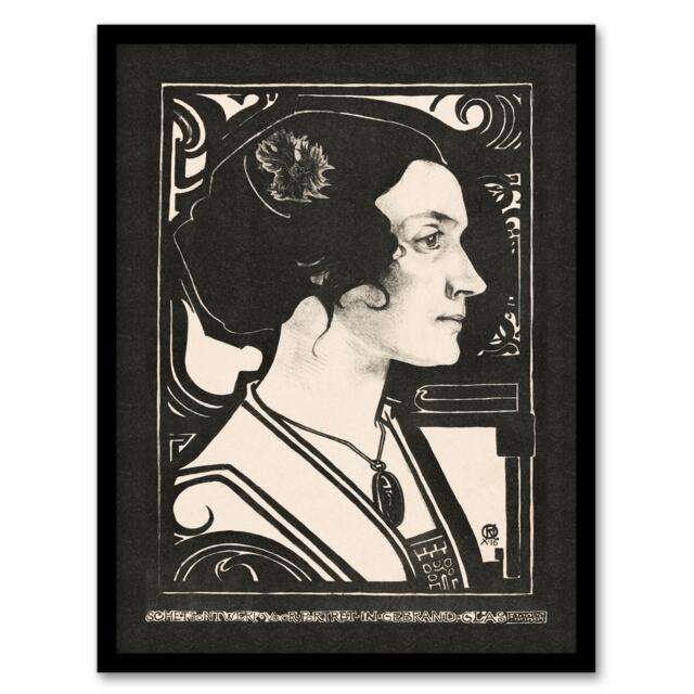 Richard Roland Holst Framed Wall Art Woman Stained Glass Sketch Portrait