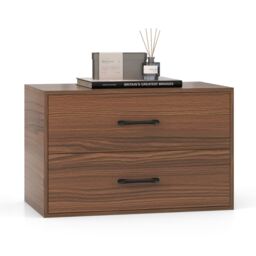 COSTWAY Stackable 2 Drawer Dresser Wooden Storage Cube Dresser Walnut