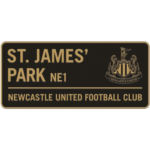 Newcastle United FC Metal Two Tone Street Sign - Black/Gold - One Size