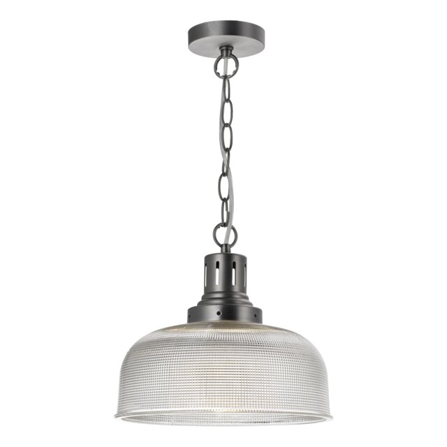 Tack Pendant Industrial Nickel and Textured Glass