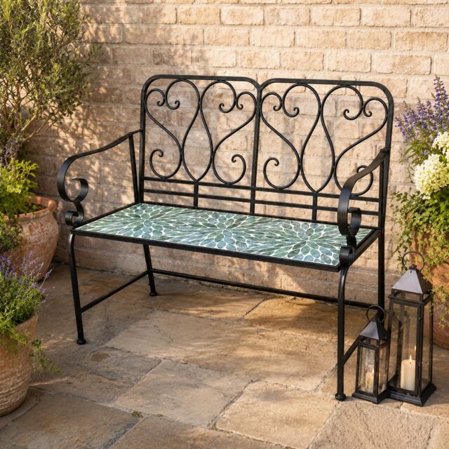 Medina Mosaic 2 Seater Garden Bench - Outdoor Patio Seat