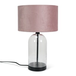 ValueLights Jessy Black Metal Table Lamp Blush Pink Velvet Shade