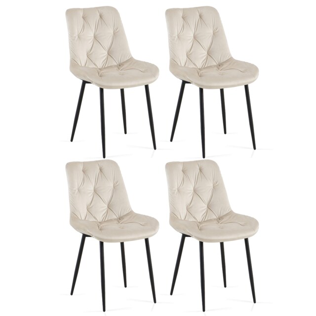 SONARA Modern Set of 4 Velvet Dining Chairs with Ergonomic Upholstered Seat