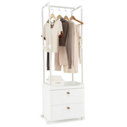 COSTWAy Clothes Rack Closet Organizer Freestanding Clothing Stand White One Size