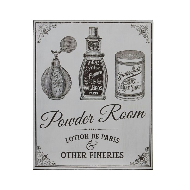 Interiors By Premier Durably Constructed Powder Room Wall Plaque, Compact Wall Art, Lightweight Home Decoration Poster Grey