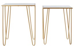 Set Of 2 Rectangular Side Tables,Luxe Small Tables,Accent Tables,Metallic Bedside Tables,Decorative Tables Gold