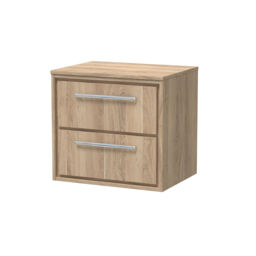 Balterley Longnor 2 Drawer Wall Hung Vanity Unit with Worktop, Light Oak, 600mm