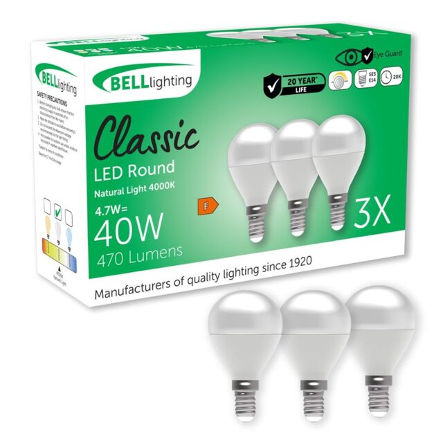 BELL Lighting E14 SES Dimmable Golf Ball SMD Natural White 4000K 4.7W Energy Saving LED