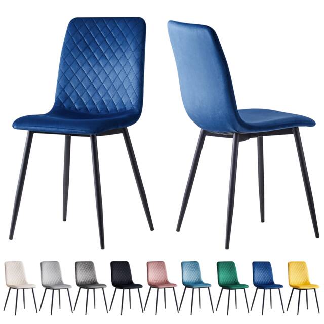 Dining Chairs Velvet Fabric Lexi Set of 2 Blue by MCC