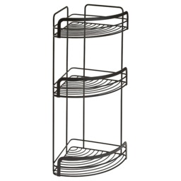 Metaltex Origin Lava 3-Tier Corner Shelf Bathroom Storage Rack - Black