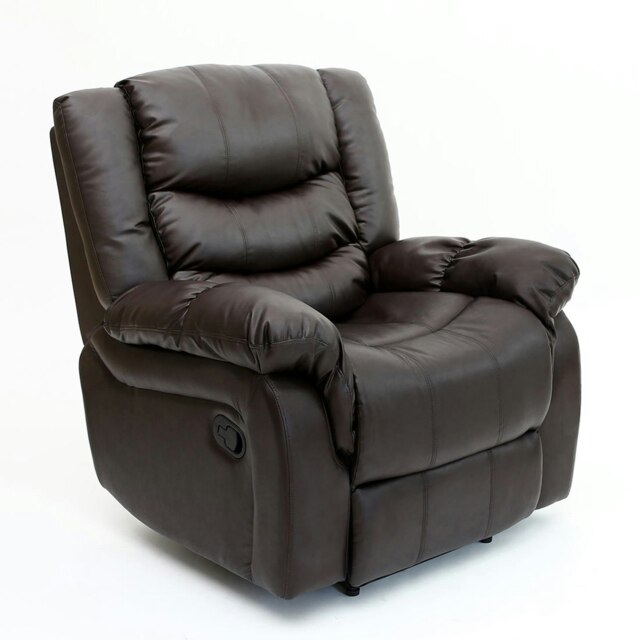 Seattle Manual Recliner Armchair Home Lounge Bonded Leather Chair (Brown)