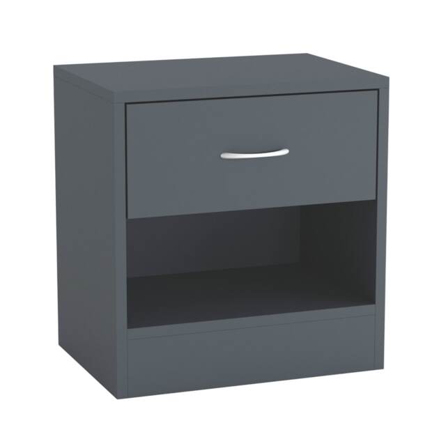 1-Drawer Wooden Bedside Cabinet Grey Colour: Dark Grey 1