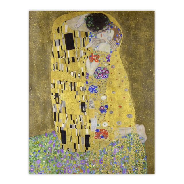 "The Kiss Iconic Couple Painting Vintage Wall Art Print Klimt 24x32"""