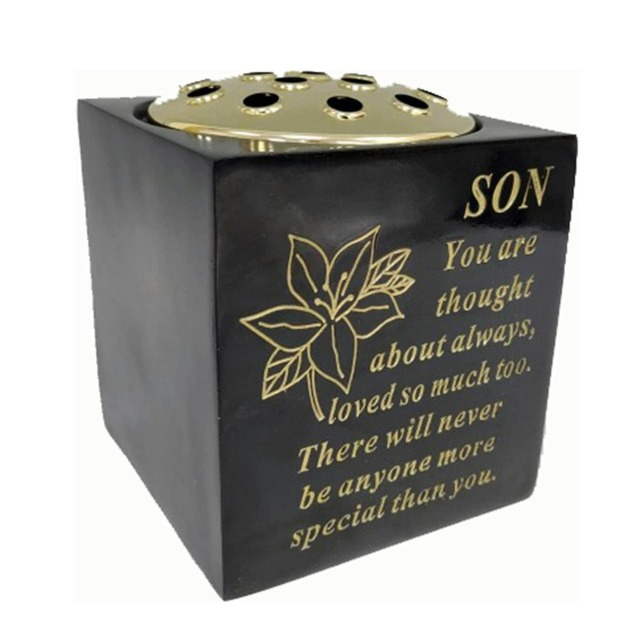 David Fischhoff Black & Gold Grave Vase 14.5 x 14.5cm - Son Black