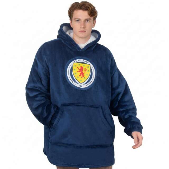 Scottish FA Unisex Adult Crest Oversized Blanket Hoodie Blue Navy Blue XL-3XL 1