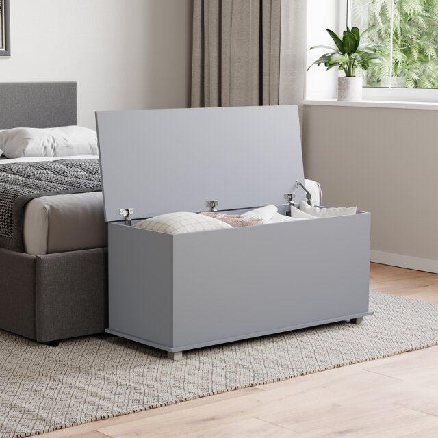 Vida Designs Leon Storage Ottoman, Grey