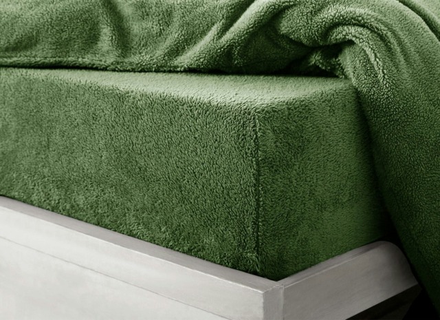 Velosso Teddy Fleece Warm and Cosy Fitted Sheet Green Olive Single