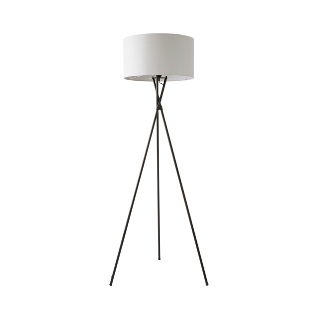ValueLights Camden Black Tripod Floor Lamp Grey Shade