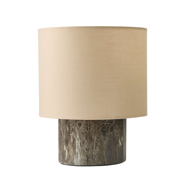 ValueLights Melanie Dark Marble Effect Table Lamp Natural Linen Shade